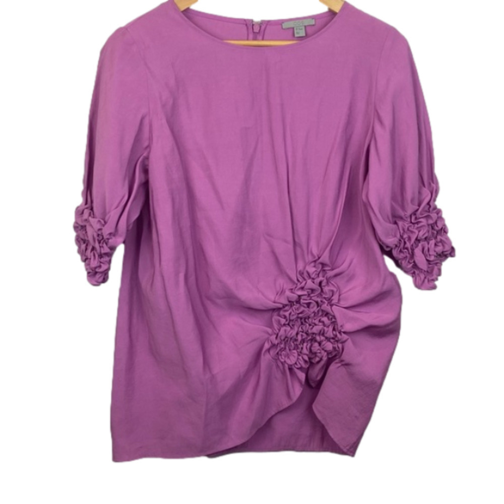 Cos • Ruched Detail 3/4 Length Sleeve Modal Blouse